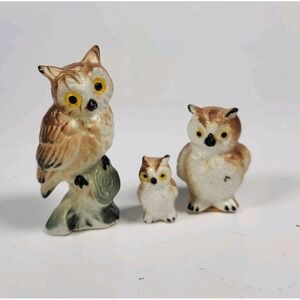 Small Vintage Owl‎ Figurine Bone China Hand-Painted Collectible Decor